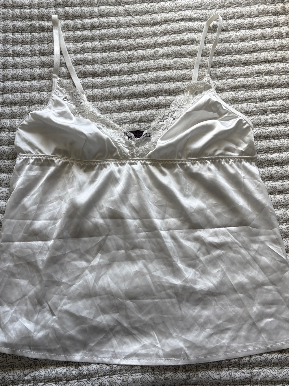 Avidlove Lace-Trim White Satin Camisole
